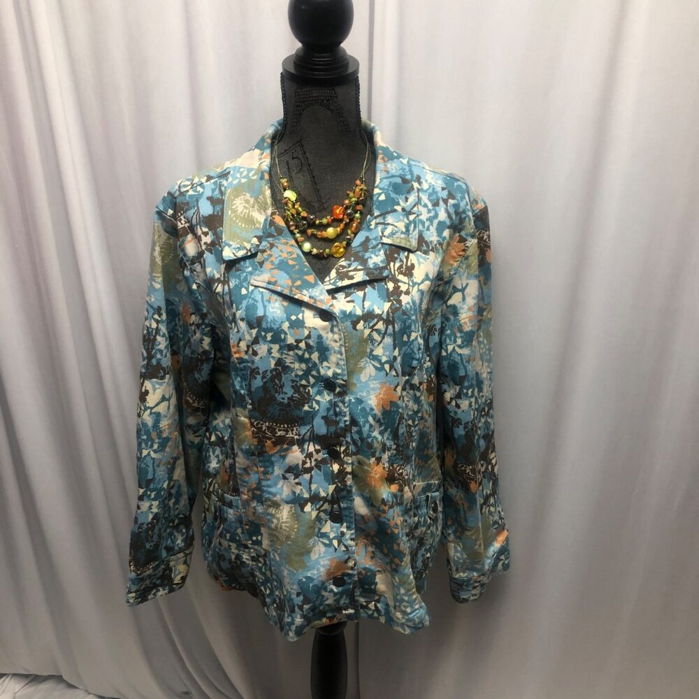 Christopher and Banks Jacket Womens Size Large Multicolor Cotton Blend Stretch